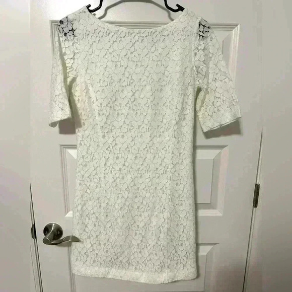 Kenneth Cole Reaction White Lace With  Underlay Mini Dress Sheath Size 2 - Picture 1 of 6